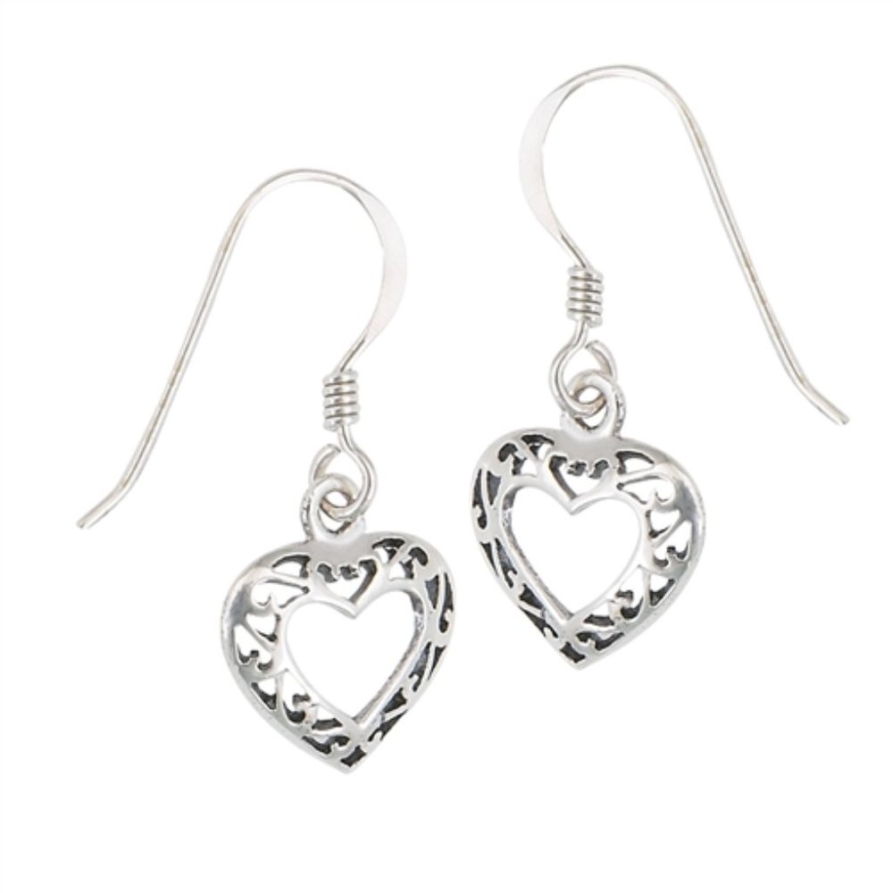Sterling Silver Celtic Filigree Heart Earring
